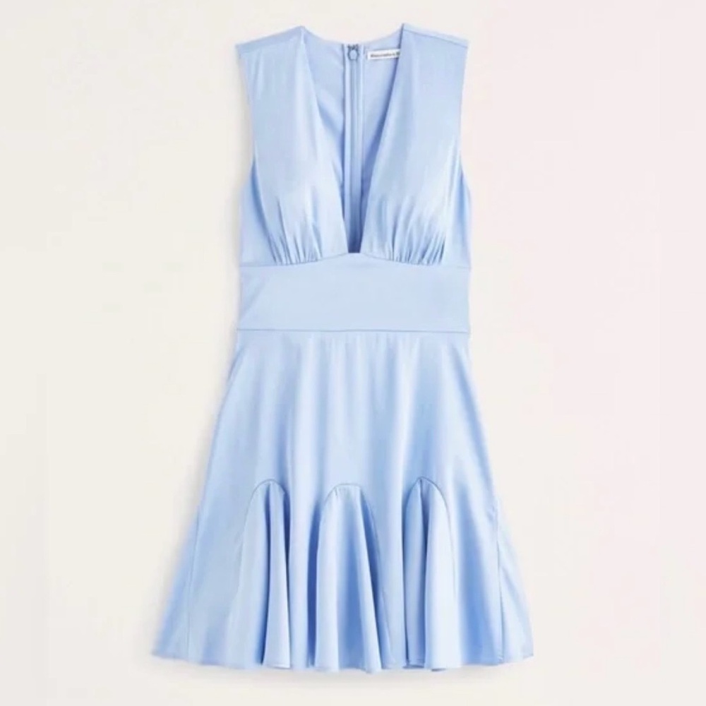 Abercrombie & Fitch Light Blue Satin Plunge Mini Dress NWOT